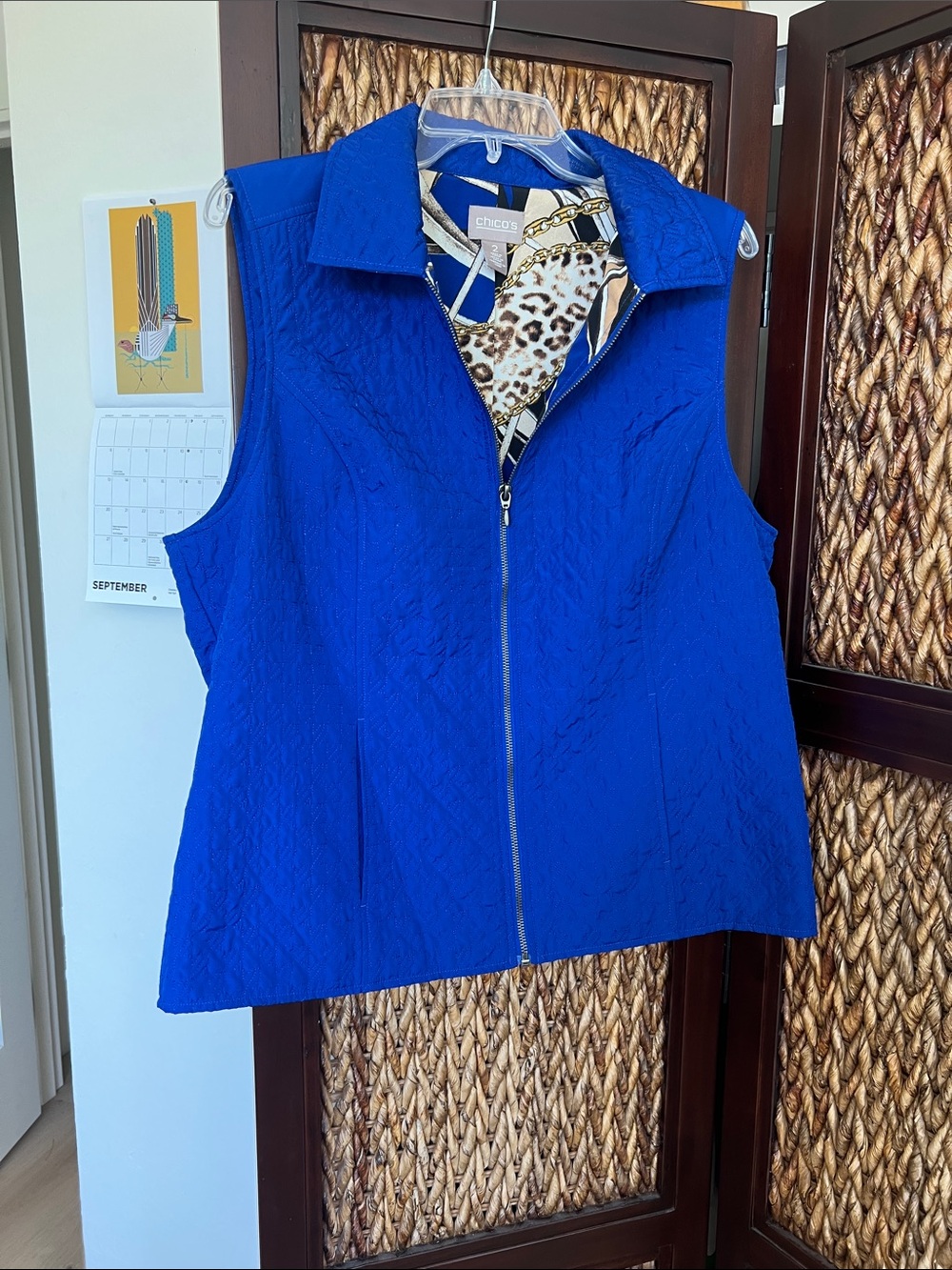 Chico's Royal Blue Sleeveless Zip-Front Vest sz 2
